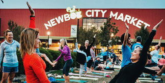 yoga outside of the NEWBO City Market