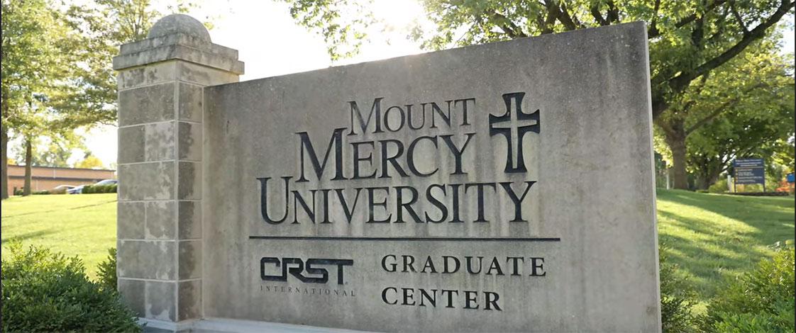 The sign outside the Mount Mercy University graduate center