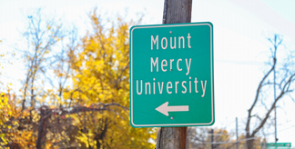 Directional signage on Mount Mercy main campus