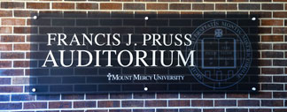 francis pruss auditorium sign