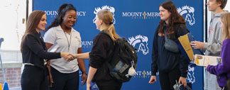 admissions greeting prospective mount mercy students