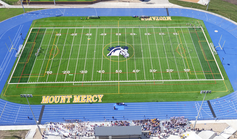 An aerial image of the field at the Plaster Athletic Complex